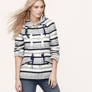 Ann Taylor Loft Woman's Breton Stripe Anorak Coat Size Small